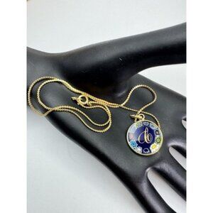 Vintage Antica Murrina Murano Millefiori Initial C Gold Tone  17" Long